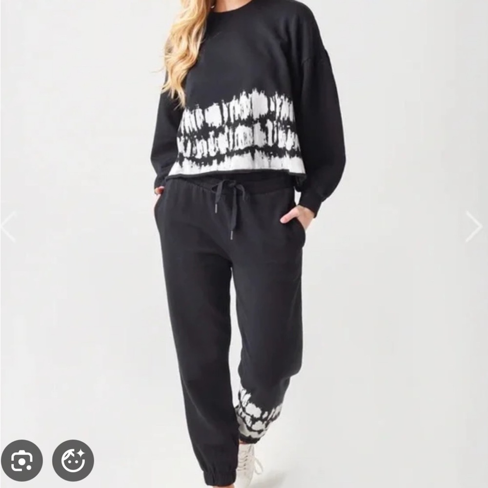 Z Supply Black and White Tie-Dye Jogger Set